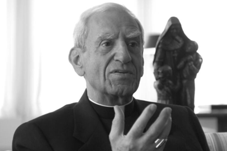 Cardinal Anthony Bevilacqua in his office. (Photo by Eric Mencher)