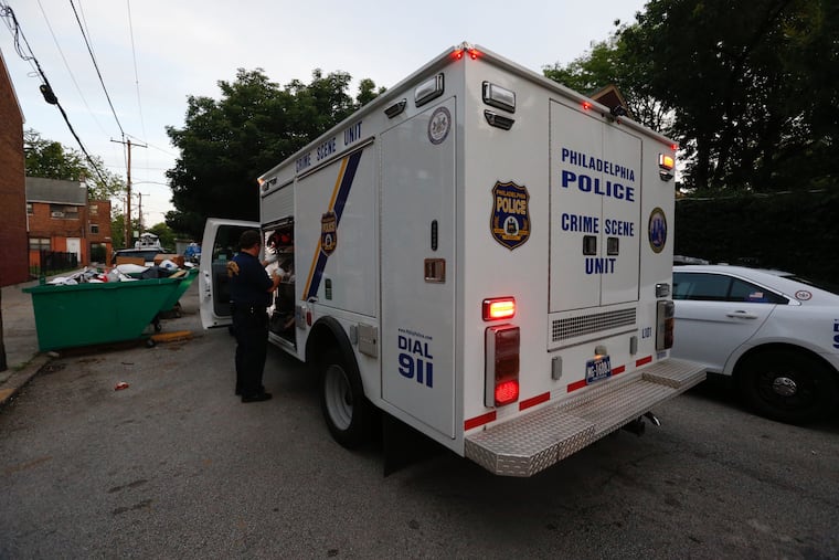 Police investigate a shooting with multiple victims in the Spring Garden section of Philadelphia on June 10.