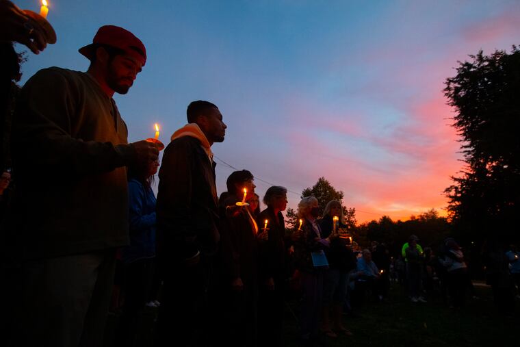 A vigil was held in Gorgas Park in Roxborough on Thursday for Nicolas Elizalde who was fatally shot near Roxborough High School football field and Gorgas Park. Four other teens were wounded.