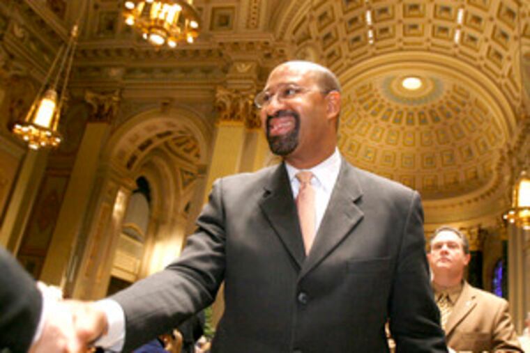 Mayor-elect Michael Nutter pressed some flesh at an interfaith inaugural service last week at the Cathedral Basilica of SS. Peter and Paul. After a landslide win, the Democrat begins his term with a huge reservoir of political capital.