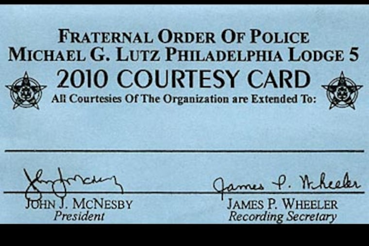 A Fraternal Order of Police 2010 Courtesy Card.