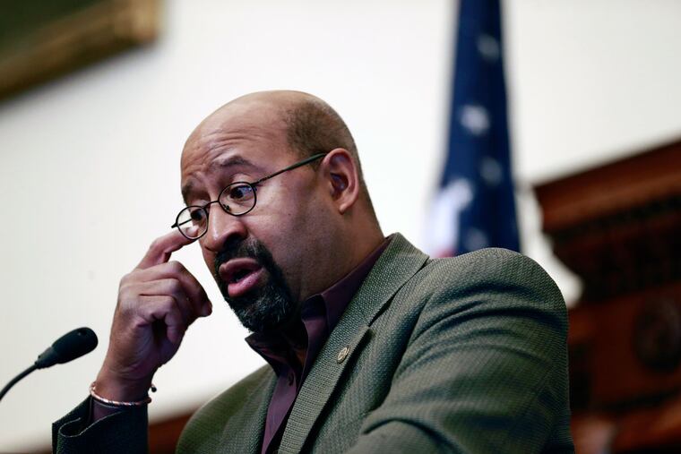 Mayor Nutter gives his last scheduled press conference at City Hall on Dec. 31, 2015.
