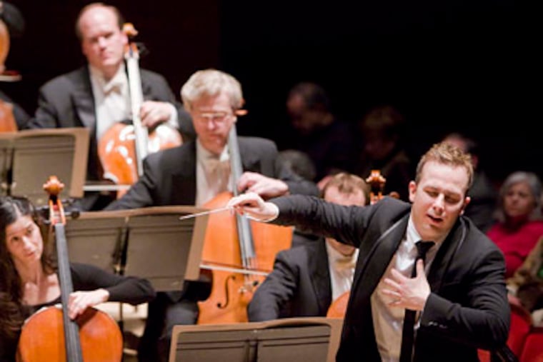 Yannick Nezet-Seguin in his debut performance with the Philadelphia Orchestra in 2008. (Jessica Griffin / Staff Photographer)