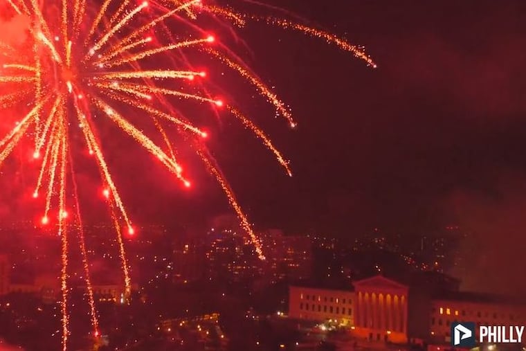 This is what the Parkway fireworks looked like from a drone.