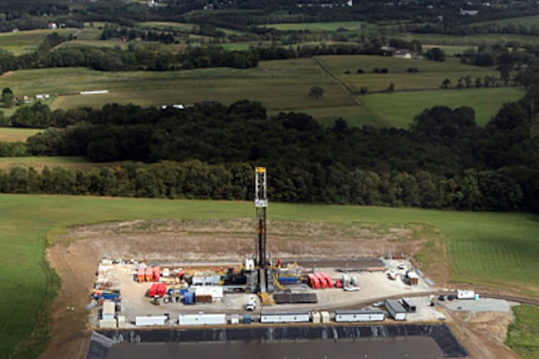 A Marcellus Shale gas drilling site near Latrobe, Pa. A Duke University study has indicated that water wells near natural gas drilling sites contain significantly higher levels of methane gas. (Laurence Kesterson / Staff Photographer, file photo)