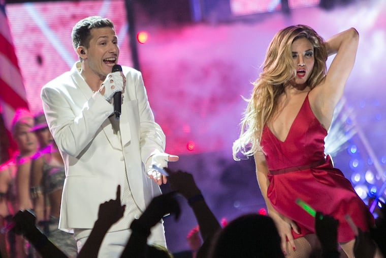 Her? She's just a dancer: Andy Samberg as a Bieberesque superstar in "Popstar: Never Stop Never Stopping."