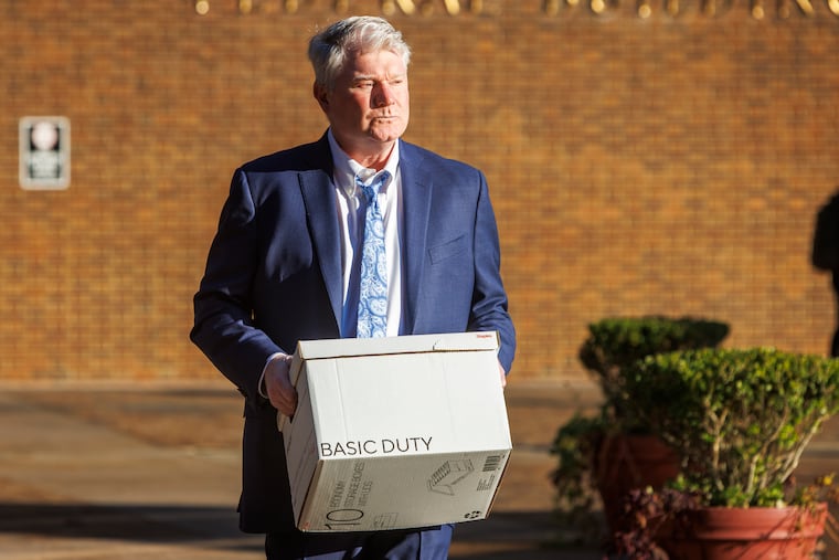 Former labor leader John Dougherty enters the federal courthouse in Center City on Monday for proceedings in his federal union embezzlement trial.
