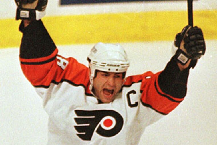 Former center Eric Lindros will play for the Flyers in the Winter Classic alumni game on Saturday. (Chris Gardner/AP Photo)