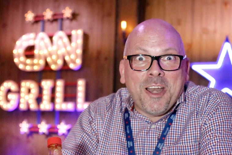 Simon Powles of Starr Catering , at the CNN Grill it catered at the DNC. The pop-up restaurant and broadcast studio served 800 meals a day.