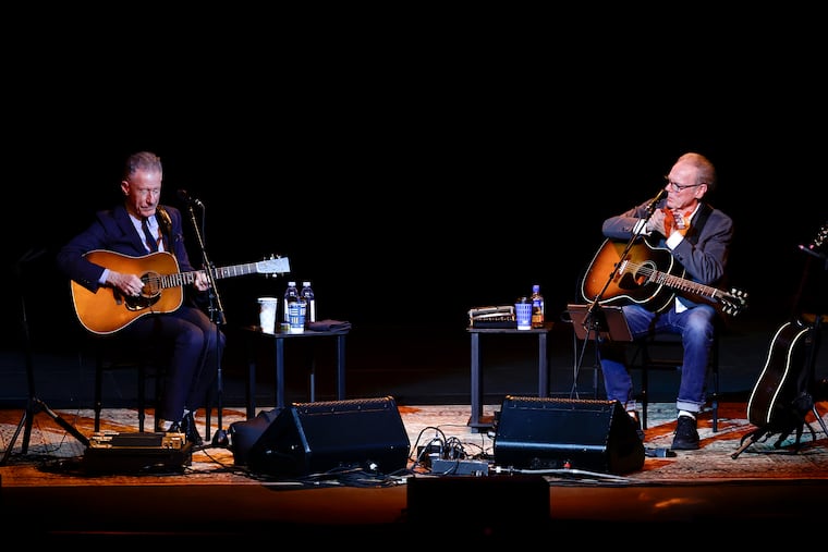 Lyle Lovett and John Hiatt cat the Lansdowne Theater in Lansdowne, Pa., on Thursday, March 12, 2026.