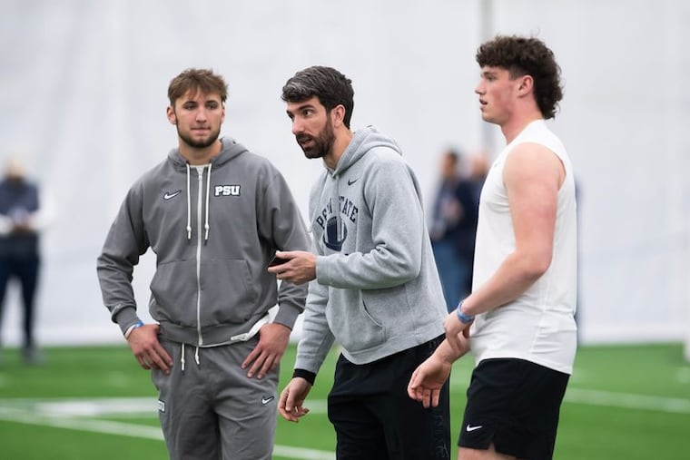 Drew Allar, photographed during last year's pro day, threw on Wednesday. After recovering from a fractured ankle, Allar said “I feel like I could go out and play in a game right now.”