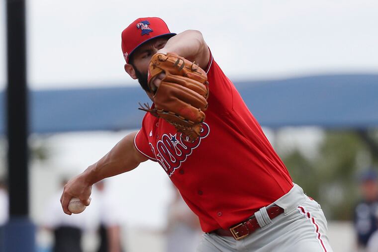 Phillies pitcher Jake Arrieta left his spring-training outing Thursday against Tampa Bay with shoulder stiffness. He did not think it was anything serious, but he still will not pitch again for quite some time because of the coronavirus shutdown.