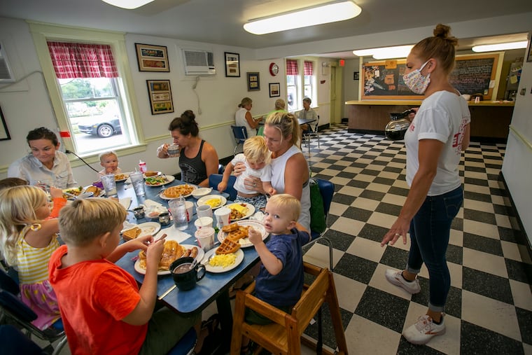 Diners inside a diner in Doylestown, Pa. Indoor dining has been permitted in all of Pennsylvania, except Philadelphia, since June. It starts in Philadelphia Tuesday, and begins in New Jersey on Friday.