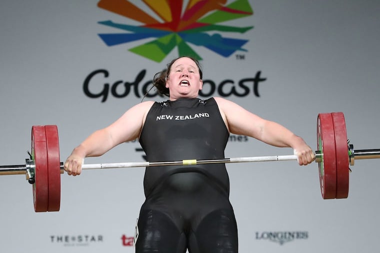 Laurel Hubbard of New Zealand, a transgender weightlifter, competes in the women's +90 kg weightlifting final on day five of the Gold Coast 2018 Commonwealth Games at Carrara Sports and Leisure Centre on April 9, 2018, on the Gold Coast, Australia.