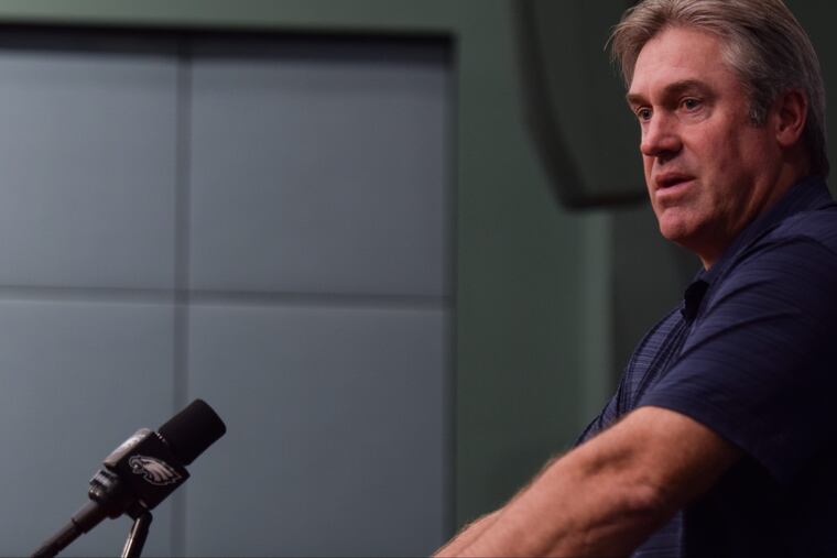 Eagles head coach Doug Pederson said Monday that he is trying to find the right balance between pushing his players and encouraging them.