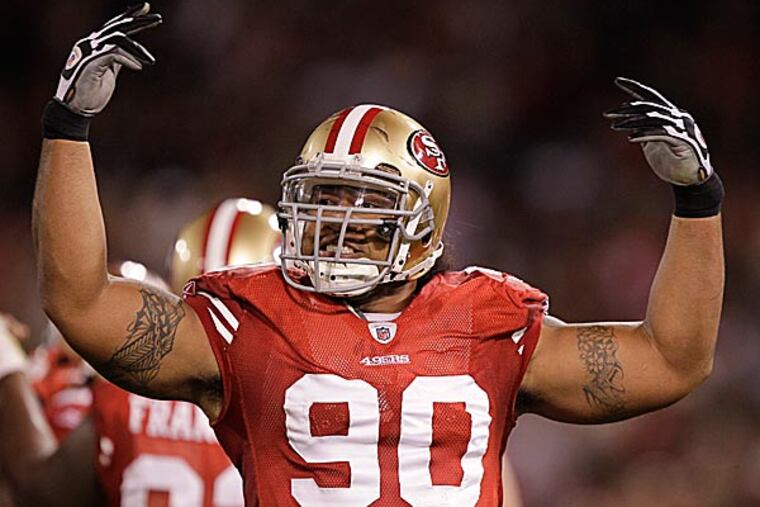 Isaac Sopoaga played mostly nose tackle in eight seasons for the 49ers. (Marcio Jose Sanchez/AP file photo)