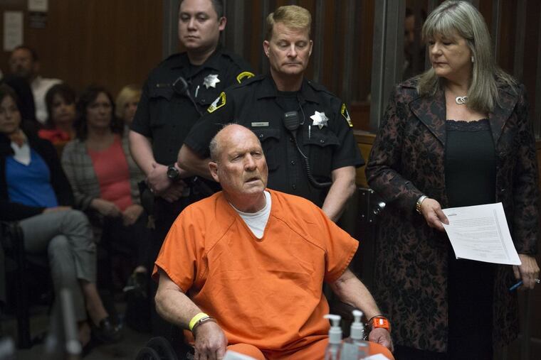 Joseph James DeAngelo, the suspected East Area Rapist, is arraigned in a Sacramento courtroom and charged with murdering Katie and Brian Maggiore in Rancho Cordova in 1978 on Friday, April 27, 2018, in Sacramento, Calif.