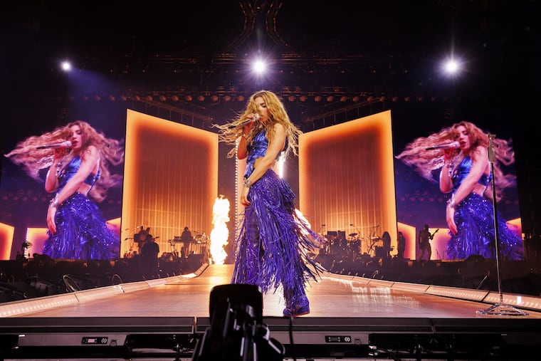 Shakira performs at the Intuit Dome in Inglewood, Calif., in June. The Colombian pop star played the final show on her Las Mujeres Ya No Lloran World Tour: World Cup Edition at Jim Whelan Boardwalk Hall in Atlantic City on Saturday night.