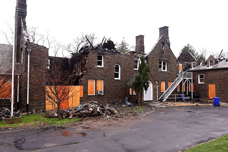The ruins of the 19th-century mansion that housed Wyncote Academy.