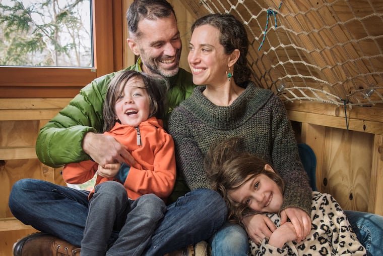 The author with her children and husband, before he died in September 2020.