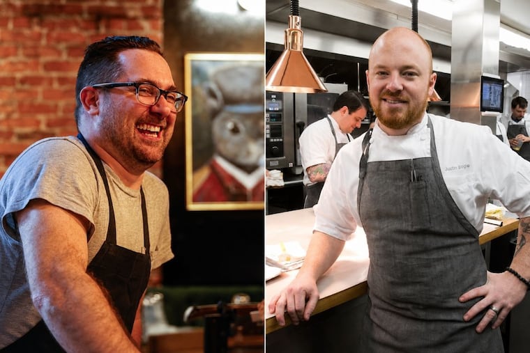 Chefs Art Cavaliere, left, and Justin Bogle met as classmates at Shawmont School in Roxborough.