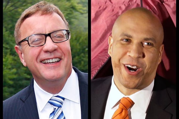 Republican Steve Lonegan, left, will take on Democrat Cory Booker in the Oct. 16 special election for the U.S. Senate seat of Frank Lautenberg. (AP photos)