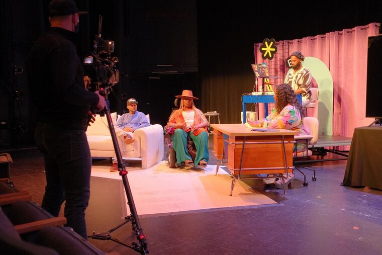 Andraéa LaVant (center, in hat), founder and president of LaVant Consulting Inc., a social impact communications firm that specializes in empowering brands to "speak disability with confidence," speaks on The Daily Jawn, BlackStar Film Festival's talk show, on August 5, 2022, at the Prince Theatre at Penn Live Arts in Philadelphia.