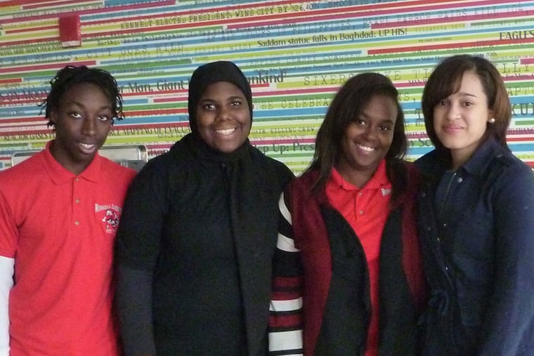 Students from C-CAP (Careers Through Culinary Arts Program) will assist as volunteers: (from left) James Scurry, Noel Hooks, Nyequa Williams, and Aelyn Estevez.