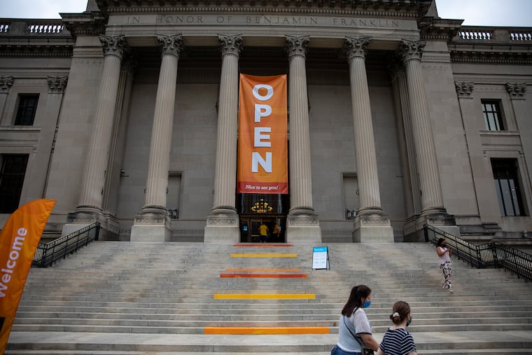 The Franklin Institute is reopened for all families and visitors to explore the museum and see the special wax figure exhibit of The Presidents and historical figures by Madame Tussauds on Wednesday, July 8, 2020. The museum has had significant safety measures in place such as hand sanitizer stations and disinfecting wipes, plexiglass barriers and marked spots for social distancing.