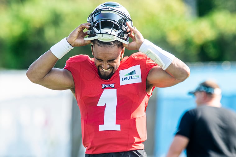 Eagles quarterback Jalen Hurts during a training camp practice on Thursday.