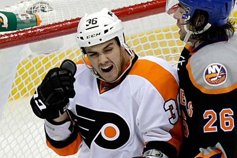 Aside from hitting anything that moved, Zac Rinaldo was used in a shutdown, checking role to frustrate the Jets. (Seth Wenig/AP)