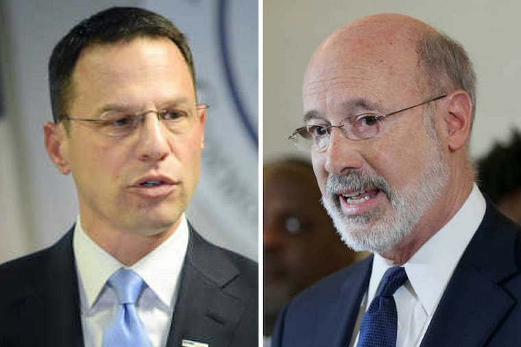 Pennsylvania Attorney General Josh Shapiro (left) and Gov. Tom Wolf (right), in file photos.