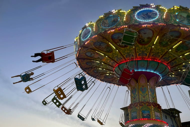 Scenes from Ocean City on the weekend of the end of summer and first day of autumn at the Jersey Shore Saturday Sept. 21, 2024. Not-quite filled rides at Playland's Castaway Cove amusement park at 10th and the Boardwalk.