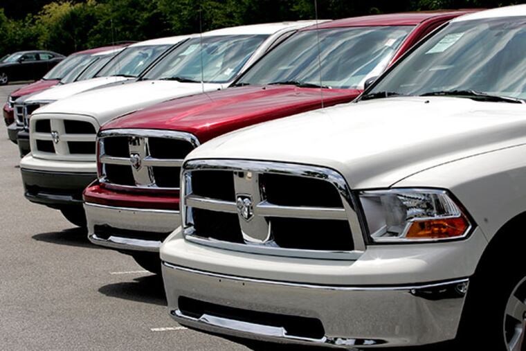 Chrysler Dodge trucks sits on the David O'Neal Chrysler Jeep Dodge at Westgate dealership lot in Raleigh, North Carolina, U.S., in 2009. JIM R. BOUNDS / Bloomberg, file