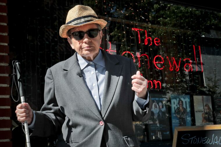 Karla Jay, a gay rights activist, author, gay and lesbian studies pioneer, outside The Stonewall Inn in New York earlier this month.