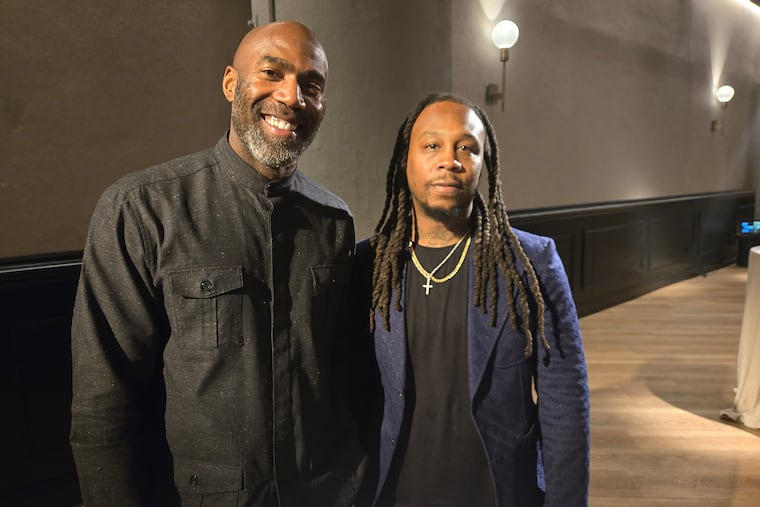 Malcolm Jenkins (left) with artist Jerrell Gibbs.