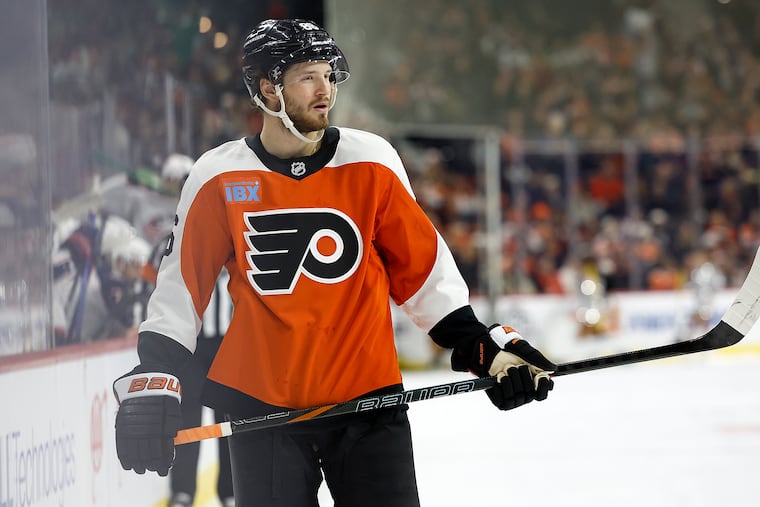 Flyers winger Joel Farabee will serve as an ambassador for the Flyers' Pride game on Tuesday night alongside his teammate Scott Laughton.