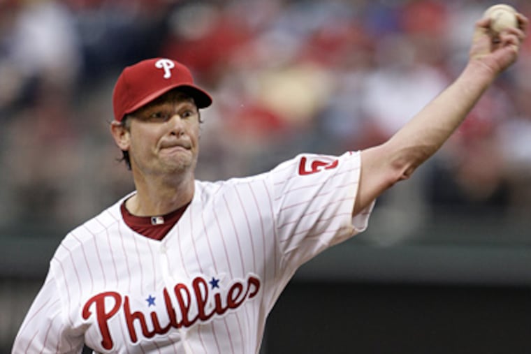 Jamie Moyer pitched a complete game in the Phillies' 6-2 win over the San Diego Padres on Saturday. (Elizabeth Robertson / Staff Photographer)