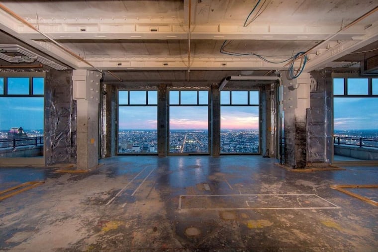 The “raw space” being prepared for a penthouse at 130 S. 18th St. in Philadelphia.