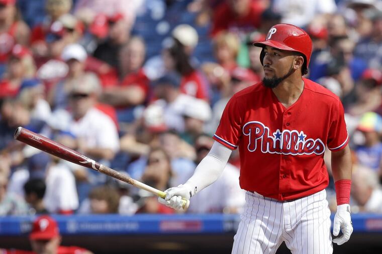 Phillies shortstop J.P. Crawford bats against the Los Angeles Dodgers on Thursday, September 21, 2017 in Philadelphia.