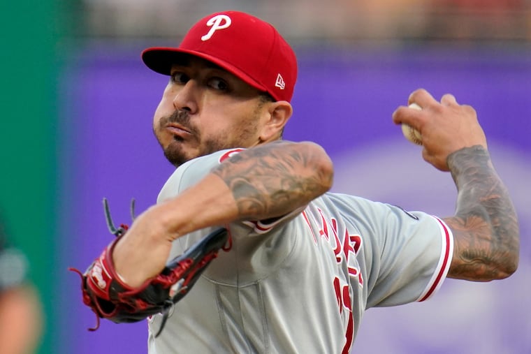 Phillies starter Vince Velasquez delivers during the first inning of Friday's shutout loss to the Pirates.