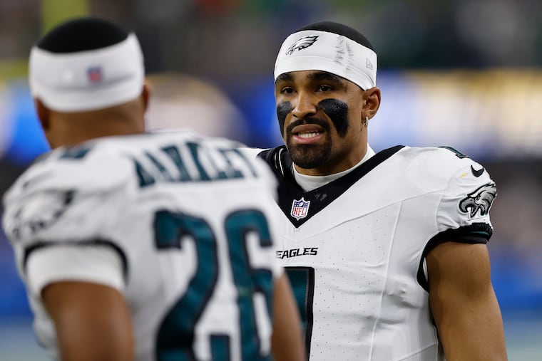 Jalen Hurts turned the ball over five times Monday, including twice on the same play.