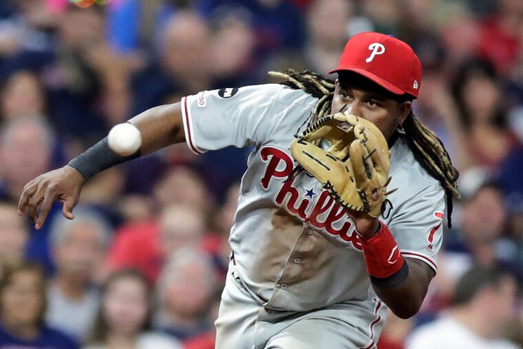 Phillies third baseman Maikel Franco keeps his eye on the ball in the seventh inning of Friday night's 5-2 loss to the Cleveland Indians at Progressive Field.