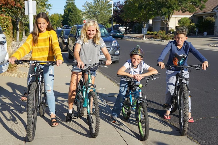 From left: Hope Claiborne, Makenna Rogers, Logan Hultman and Kashton Claiborne a day after their detective adventure in Roseville, Calif.