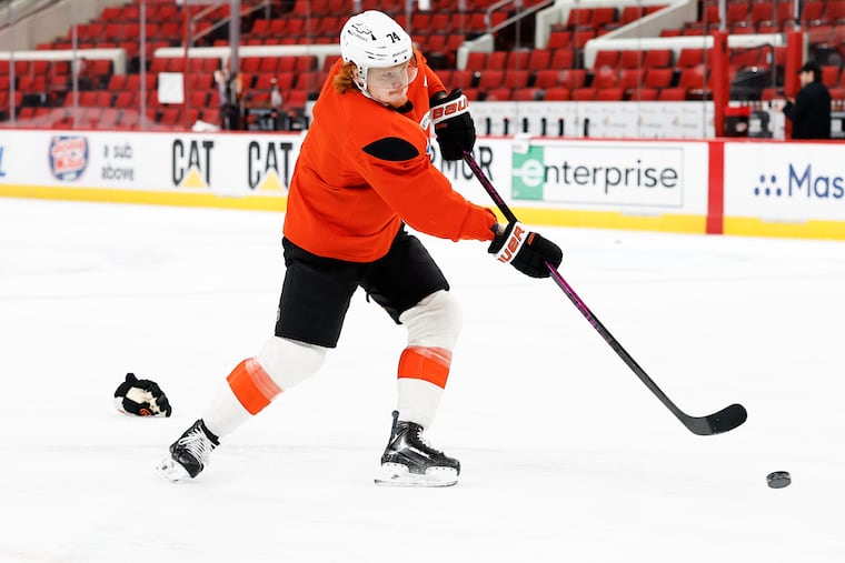 Owen Tippett was back on the ice for an optional skate on Sunday.
