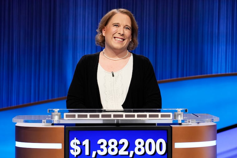 Record-setting contestant Amy Schneider appears on Jeopardy on Wednesday.