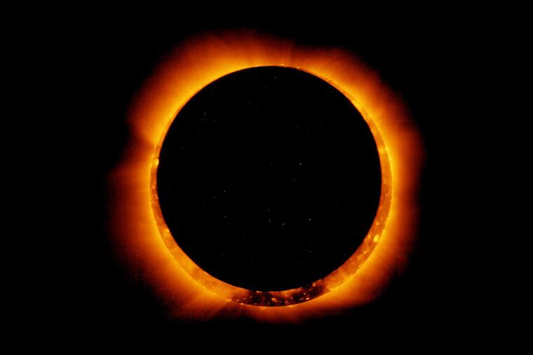 In January 2017, a satellite captured this breathtaking images of an annular solar eclipse. An annular eclipse occurs when the moon, slightly more distant from Earth than on average, moves directly between Earth and the sun, thus appearing slightly smaller to observers’ eyes; the effect is a bright ring, or annulus of sunlight, around the silhouette of the moon.