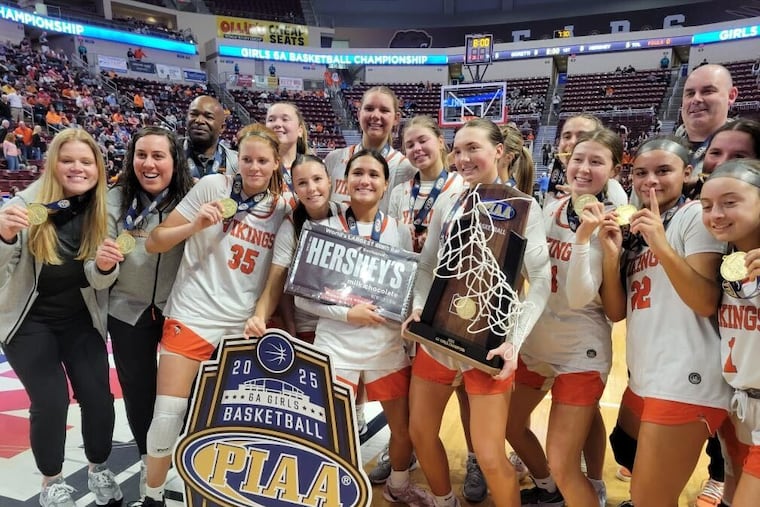 Perkiomen Valley celebrates its first state championship after defeating Upper St. Clair by mercy rule, 58-27.