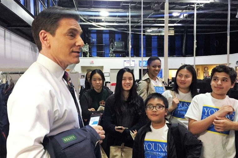 File photo of students learning about newscasting from Jim Rosenfield at NBC10's studios.