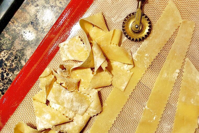 Craig LaBan makes fresh pasta for fazzoletti with lamb ragu according to a recipe from chef Joe Cicala of Cicala at the Divine Lorraine.